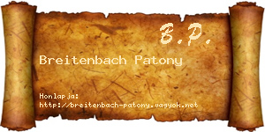 Breitenbach Patony névjegykártya
